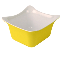 Rauwkost saladeschaal Fleur Crock melamine geel wit